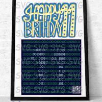 Plotterdatei "11.Geburtstag Binärcode" und "Happy 11. Birthday Schild", SVG, DXF Bild 1