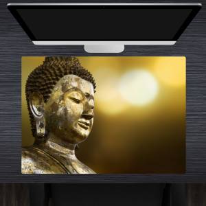 Schreibtischunterlage – Goldener Buddha – 70 x 50 cm – Schreibunterlage für Kinder aus erstklassigem Premium Vinyl – Mad Bild 1