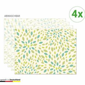 Tischsets I Platzsets abwaschbar - Grüne Blätter - aus Premium Vinyl - 4 Stück - 44 x 32 cm - Tischdekoration - Made in Bild 1