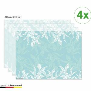 Tischsets I Platzsets abwaschbar - Florales Muster in Mint - aus Premium Vinyl - 4 Stück - 44 x 32 cm - Tischdekoration Bild 1
