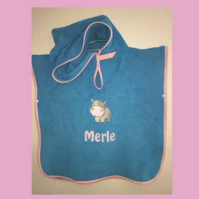 Badeponcho, Poncho mit Stickbild und Name nach Wunsch