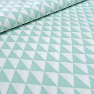Stoff Baumwolle Popeline mit Dreiecke grafische Muster Design mint weiß Kleiderstoff Dekostoff Blusenstoff Bild 1