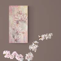 MAGNOLIA DREAMS - elegantes Blütenbild Shabby chic auf 3,5cm dickem Galeriekeilrahmen 30cmx60cm, mit Glitter Bild 3