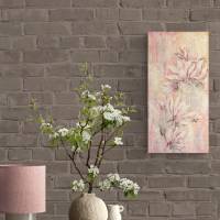 MAGNOLIA DREAMS - elegantes Blütenbild Shabby chic auf 3,5cm dickem Galeriekeilrahmen 30cmx60cm, mit Glitter Bild 4