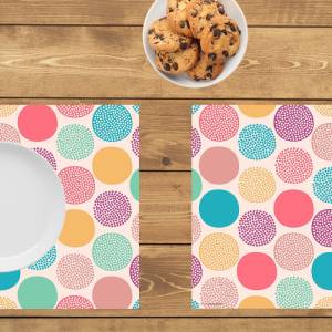 Tischsets I Platzsets abwaschbar - Buntes Muster mit Kreisen - aus Premium Vinyl - 4 Stück - 44 x 32 cm - Tischdekoratio Bild 3