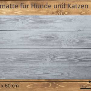 Napfunterlage | Futtermatte „Graue Holzbretter Hintergrund“ aus Premium Vinyl  60x40  rutschhemmend, abwaschbar, reißfes Bild 2