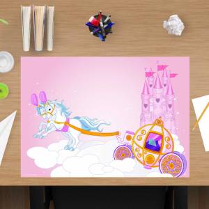 Schreibtischunterlage "Weiße Pferde mit Kutsche" 60 x 40 cm – Schreibunterlage für Kinder aus erstklassigem Prem Bild 1