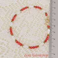 Zierliches Armband aus roter Bambus Koralle mit Perlmutt Bild 3