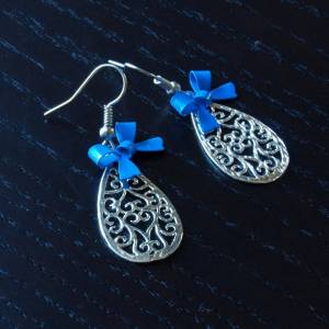Ohrringe Schleife Orientalisch silber blau ethno Bild 1