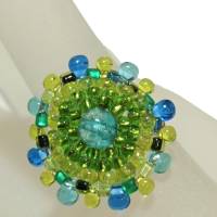 Ring grün blau pastell 25 mm candy colour XS bis XXL verstellbar handgefertigt Glasperlen Unikat boho Bild 3