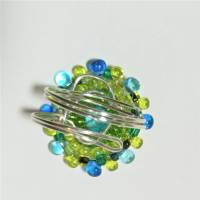 Ring grün blau pastell 25 mm candy colour XS bis XXL verstellbar handgefertigt Glasperlen Unikat boho Bild 4