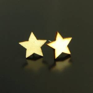 Ohrstecker nach Wahl aus Holz Sterne Ohrringe golden silbern natur Stecker Bild 4