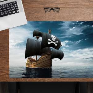 Schreibtischunterlage – Piratenschiff – 60 x 40 cm – Schreibunterlage für Kinder aus erstklassigem Premium Vinyl – Made Bild 1