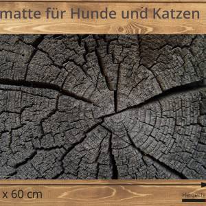 Napfunterlage | Futtermatte „Baumstumpf Holztextur“ aus Premium Vinyl - 60x40 cm – rutschhemmend, abwaschbar, reißfest - Bild 2
