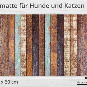 Napfunterlage | Futtermatte „Holzoptik gestreift“ aus Premium Vinyl - 60x40 cm – rutschhemmend, abwaschbar, reißfest - M Bild 2