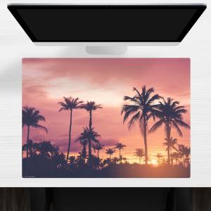 Schreibtischunterlage – Palmen im Sonnenuntergang – 70 x 50 cm – Schreibunterlage aus erstklassigem Premium Vinyl – Made Bild 1