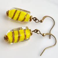 gelbe Ohrringe, kleine Ohrringe, Ohrringe aus Murano Glas, bunte Ohrringe Bild 1