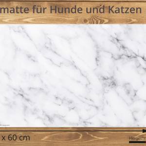 Napfunterlage | Futtermatte „Prachtvoller Weißer Marmor“ aus Premium Vinyl - 60x40 – rutschhemmend, abwaschbar, reißfest Bild 2