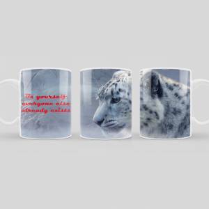 Kaffeetasse mit Schneeleopard, Spruchtasse als Geschenk, Geschenkidee für jeden Anlass, spülmaschinenfeste Tasse Bild 2