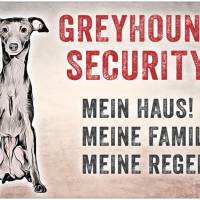 Hundeschild GREYHOUND SECURITY, wetterbeständiges Warnschild Bild 1