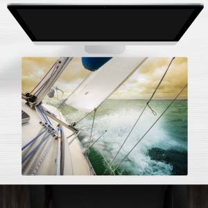 Schreibtischunterlage – Regatta-Segelboot – 70 x 50 cm – Schreibunterlage aus erstklassigem Premium Vinyl – Made in Germ Bild 1