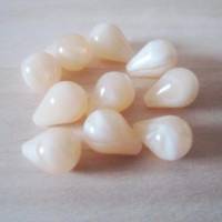 10x Perlen in Tropfen Form hell Beige  Farbe Marmor-Effekt 16 mm x 11 mm Bild 2