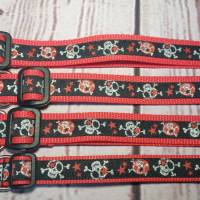 Hundehalsband Halsband "Skulls", rot auf rot, ca. 27cm-39cm, 2,5cm breit Bild 4