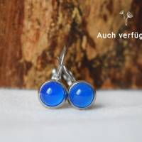 Ohrstecker blauer Achat Edelstein, Gold Mini blauer Stein Ohrstecker, Schlichte kleine Ohrringe, 6mm, rund, Edelstahl Bild 8