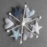 Mobile Baby Mint-Grau/Weiß,Krone, Sterne, Herzen Bild 4