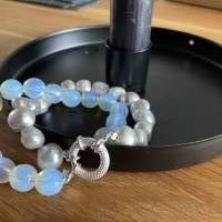 Wunderschönes Armband mit echten Perlen & Opal Quarz,Brautschmuck,Perlenarmband mit Echt Silber Verschluss,Armschmuck Bild 9