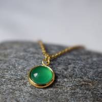 Halskette Frauen, grüner Achat Kette, minimalistische Kette, grün Edelstein, Goldkette mit grünem Stein, Achat Anhänger Bild 3