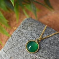 Halskette Frauen, grüner Achat Kette, minimalistische Kette, grün Edelstein, Goldkette mit grünem Stein, Achat Anhänger Bild 7