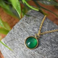 Halskette Frauen, grüner Achat Kette, minimalistische Kette, grün Edelstein, Goldkette mit grünem Stein, Achat Anhänger Bild 8