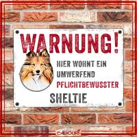 Hundeschild WARNUNG! mit Sheltie, wetterbeständiges Warnschild Bild 2