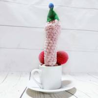 '' Clown zum Frühstück '' gehäkelter Penis in einer Tasse Bild 5