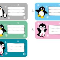 12 Heftaufkleber | Pinguin - Schulaufkleber zum selbstbeschriften - 4,4 x 8,4 cm Bild 2
