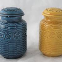 2 Keramikdosen blau gelb Bild 1