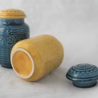 2 Keramikdosen blau gelb Bild 7