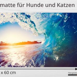 Napfunterlage | Futtermatte „Die Perfekte Welle“ aus Premium Vinyl - 60x40 cm - rutschhemmend, abwaschbar, reißfest - Ma Bild 2
