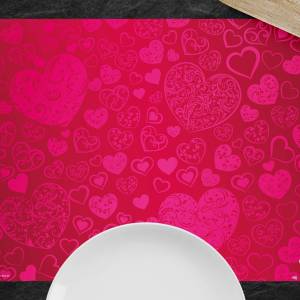 Tischsets I Platzsets abwaschbar - Pinke Herzen - aus Premium Vinyl - 4 Stück - 44 x 32 cm - Tischdekoration - Made in G Bild 2
