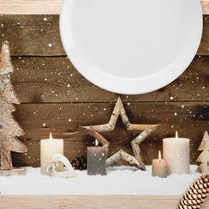 Tischset - Platzset "Weihnachtliches Arrangement aus Holz" 12 Stück 44x32 cm aus Spezial-Papier, Tischdekoration Bild 1