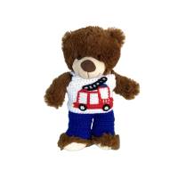 Trägerhose und Shirt  für Teddy 30 cm mit  Feuerwehr Bild 2