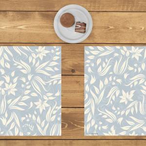 Tischsets I Platzsets abwaschbar - Florales Muster in Hellblau - aus Premium Vinyl - 4 Stück - 44 x 32 cm - Tischdekorat Bild 3