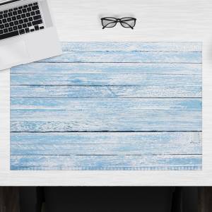 Schreibtischunterlage – Blaue Holzbretter im Vintage-Look – 60 x 40 cm – Schreibunterlage für Kinder aus Premium Vinyl – Bild 1