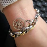 Armband, Armkette, Edelstahl,bicolor, Lebensblume Bild 3