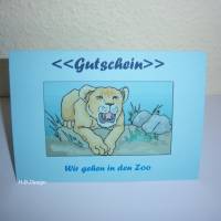 Gutschein Klappkarte mit Kuvert für einen Zoobesuch,Geschenk, Gutscheingeschenk, Geburtstag, Postkarte Bild 1