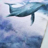 Aquarellbild Fliegender Wal Bild 4