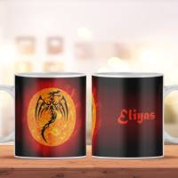 Personalisierte Kaffeetasse mit Drachen Motiv und Namen, bedruckte Tasse als Geschenk für Freunde Bild 1