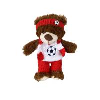 4 teilige Fußballkleidung für Teddybär 30 cm rot und weiß für Fußballfans  Bärenkleidung ! Bild 1