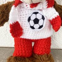 4 teilige Fußballkleidung für Teddybär 30 cm rot und weiß für Fußballfans  Bärenkleidung ! Bild 4